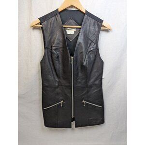 Mona Mode Women's Vintage Leather Front Zip Up Biker Motorcycle Vest Sz M